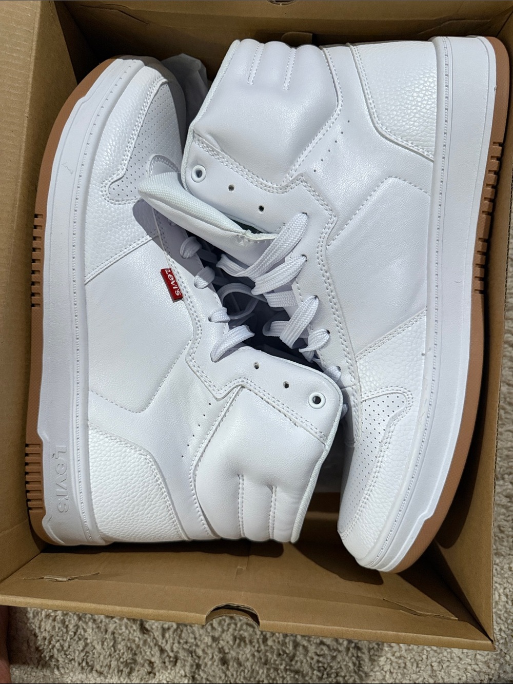Levi's Men's White High-Top Sneakers with Gum Outsole